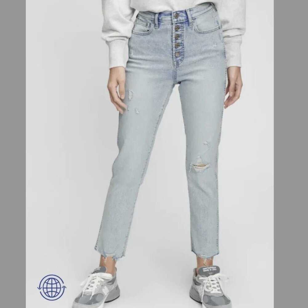 Gap High Rise Button-Fly Vintage Slim Jeans distressed Size 16 / 33